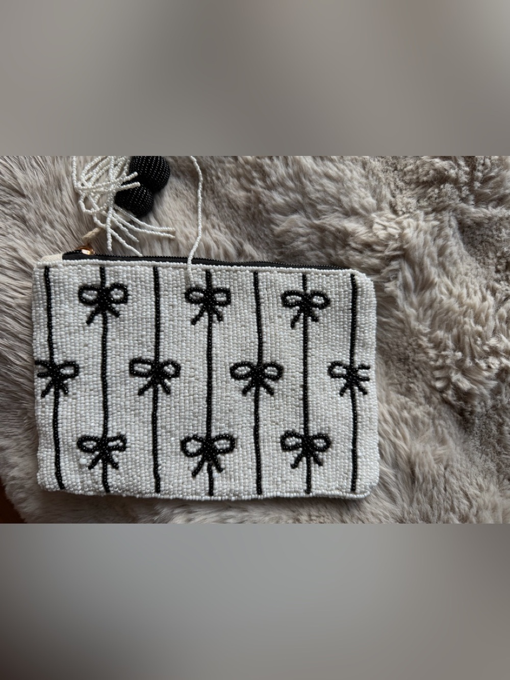 Black and white beaded bow pouch bag purse, viral